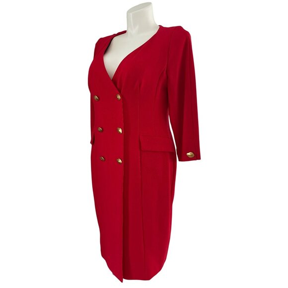Donna Karan New York NWT $189 Cady Crepe V-Neck Jacket Dress, Red Women's 14 - Picture 8 of 11